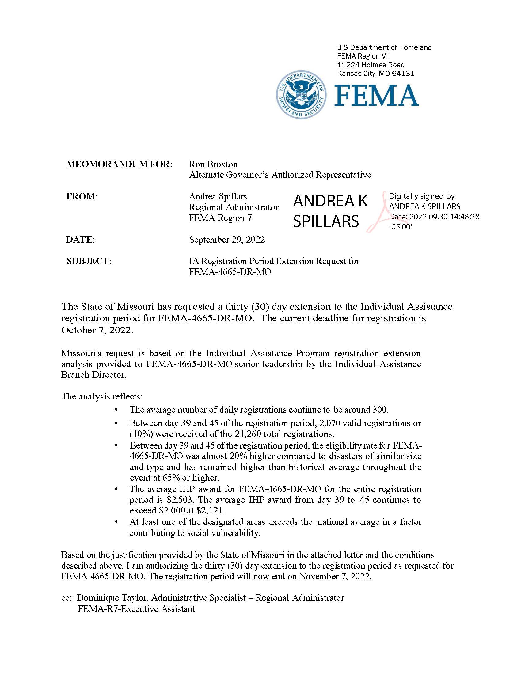 FEMA-4665-DR-MO - Response for IA Registration Time Extension Request (003)