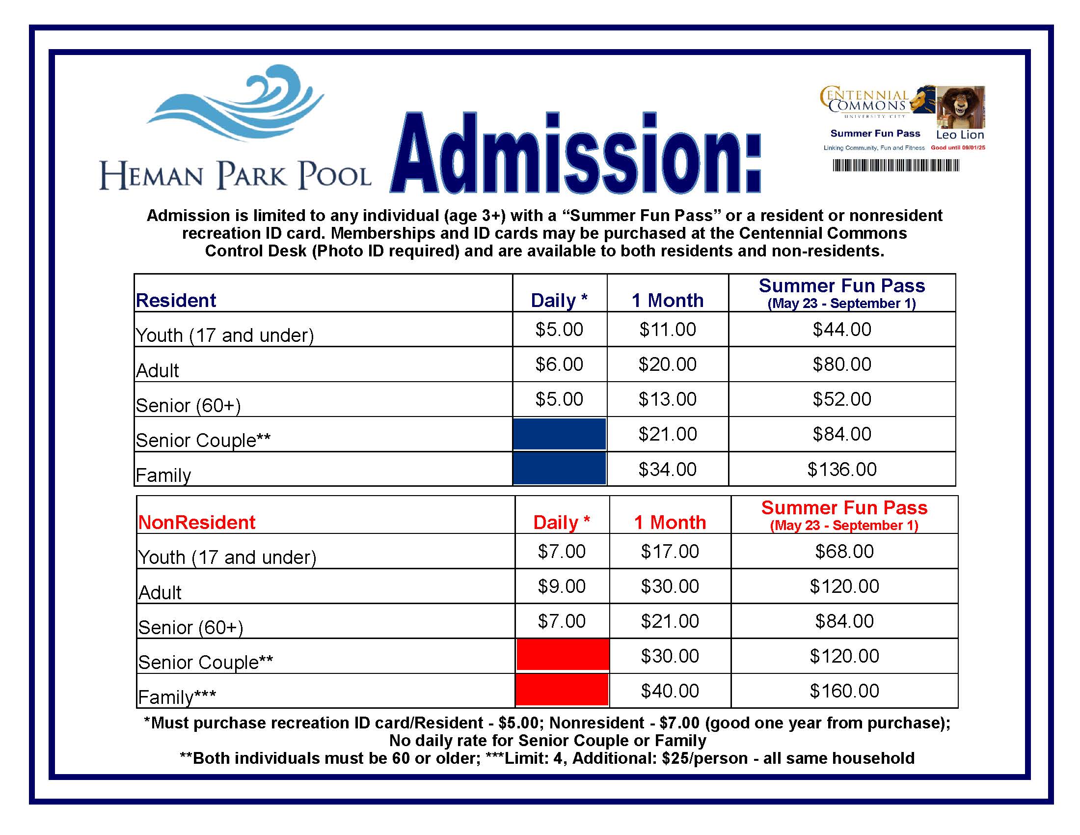 2025 Heman Pool Summer Fun and admission rates 122324